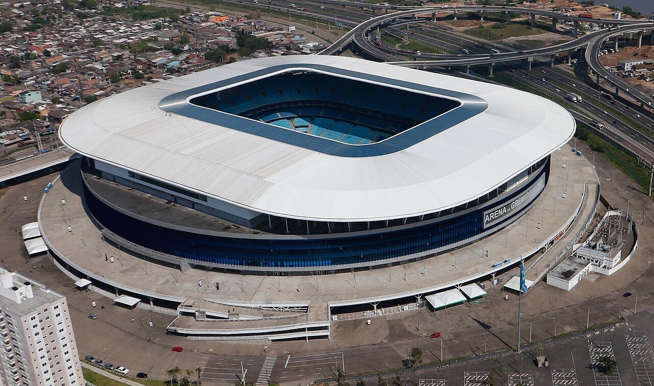 Vista do Arena do Grêmio, em Porto Alegre